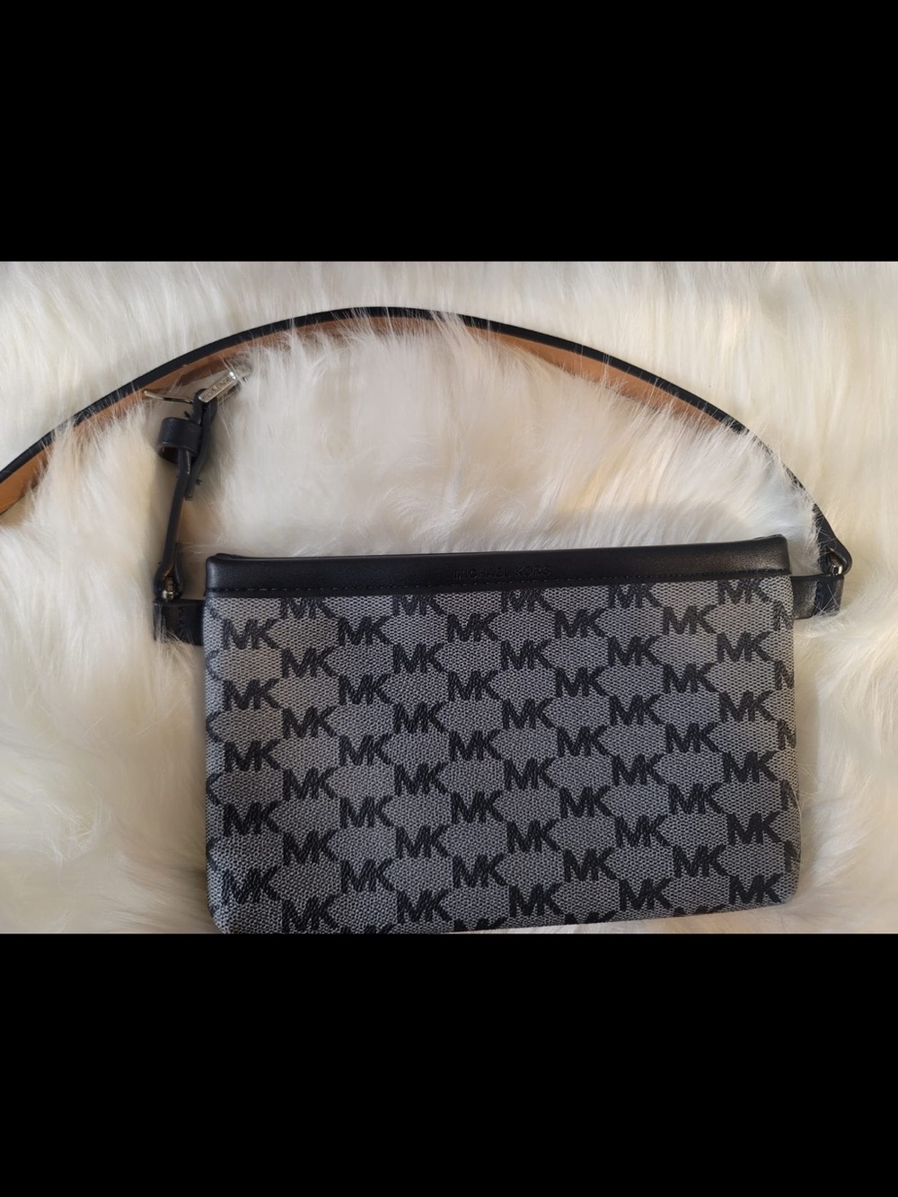 Michael Kors Gray & Black MK Logo Belt Bag